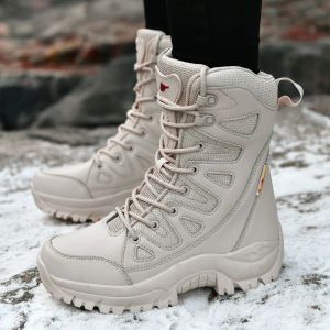 Shoes Winter Women HighTop Outdoor Plush Leather Hiking Shoes Trekking Woman Boots Mountain Sneakers Camping Tracking Treking