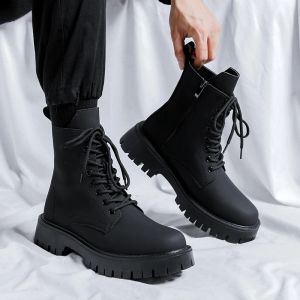 Stiefel Britisch -Stil Dickselstiefel Herren Tide Ins kurze Stiefel Motorradstiefel Cowboy -Stiefel Hightop hochwertige Lederstiefel Männer Männer