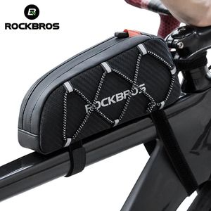 Rockbros saco de bicicleta à prova dwaterproof água reflexivo frente superior quadro tubo grande capacidade ultraleve ciclismo pannier 1l 240312