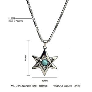New Hip Hop Turquoise Six Star Fashion Instagram Personalized Titanium Steel Pendant