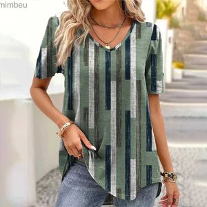 Damen T-Shirt Neues Damen T-Shirt Sommer V-Ausschnitt T-Shirt Lose Lässige Top Streifen Lustig Bedruckte Weibliche Kleidung Streetwear Pullover T-Shirts WomenC24319