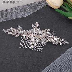 Tiaras Bride Haved Hair Comboy head head crystal flower comb comb bress wedding head lead wedding hair jewelry y240319