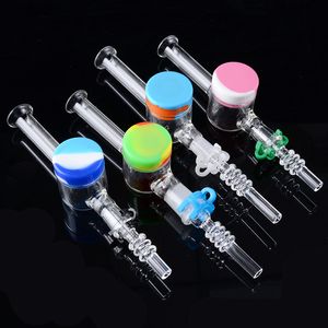 Glas Heady Bent Neck Nector Collector Kits 10 mm 14 mm Außengelenk Dab Straw Dabber Dish Mini Oil Rigs NC Set Mini Dab Rigs NC20