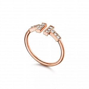 Pierścień luksusowy pierścionek zaręczynowy damski luksusowa biżuteria Rose Gold Cross Diamond Pierścień mody projektant biżuterii 5-9 Prezent dla kobiet