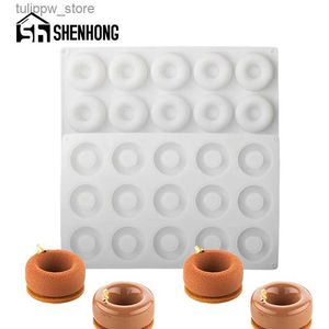 Bakningsformar Shenhong Donut Chocolate Cake Mold 6 eller 15 Cells dessert bakverktyg Matkvalitet Donut Cake Mold Silicone Kitchen levererar L240319