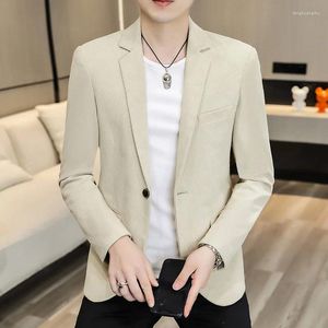 Men's Suits HOO 2024 Corduroy Casual Blazer Youth Slim Single Button