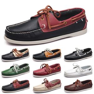 Sapatos casuais masculinos preto lazer prata taupe dlives marrom cinza vermelho verde andando baixo macio multis couro masculino tênis ao ar livre formadores sapatos de barco respirável aa011