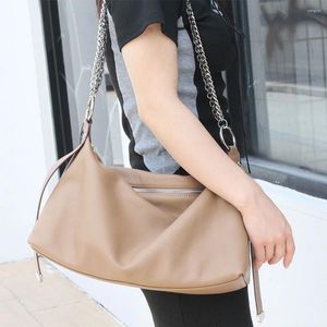 Evening Bags MS Thick Leather Women Tote Luxury Frist Layer Genuine Lady Hobos Handbags Chains Shoulder Big Purses Oversize