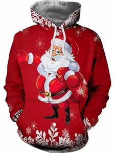 2024 Árvore de Natal Xmas Santa Snowman Claus Hoodie Homem Autumn Inverno Pullover de impressão 3D Sorto moletom PLUSTRA