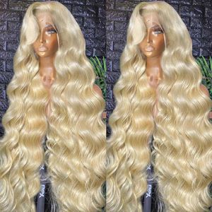 Syntetiska peruker Syntetiska peruker Melodie HD 32 40 tum 250% 613 Blond Body Wave 5x5 Glueless Ready to Wear 13x6 Spets Front Hume Hair Wigs 13x4 Spets Frontal Wig 240327