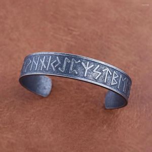 Pulseira de aço inoxidável vintage masculino nórdico rune pulseira nunca desaparecer moda simples viking aberto pulseiras criativas jóias escandinavas