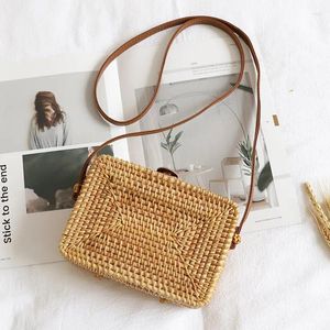 Totes Summer Straw Bags Small Women Rattan Bag Handmade Woven Beach Women's Crossbody Bohemia Hollow Out Handbag Bali Box Bols