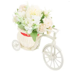 Dekorative Blumen, Simulationsblumen-Dekor, realistische Bonsai-Heim-Desktop-Dekoration mit Dreirad-Fahrradkorb