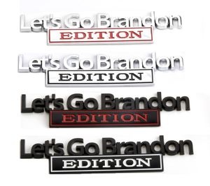 Lets Go Brandon Car Sticker Party Favor Zinc Alloy Tailgate Trim Badge Body Leaf Board Banner9918629