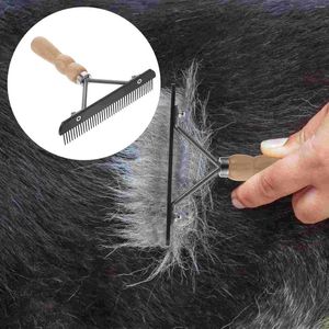 Hundkläder Comb Brush Pet Grooming Tool Demating Combs Hair Shedding rostfritt stål Rake