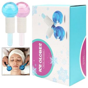 Massageador facial Grande Beleza Hóquei no Gelo Energia Bola de Cristal Globos de Resfriamento Facial Onda de Água Massagem Facial e Olhos Cuidados com a Pele 2pcsBox2765091