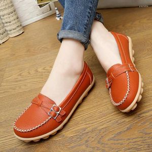 Casual Shoes Spring Autumn Work Oxford Soft Sole Flats Women's Belt Buckle Women Peas Comfort Plus Size Loafers