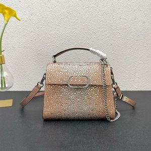 Famous designer bag, classic alentinos leather crossbody bag, luxurious mini women's crystal bag, retro magnetic buckle opening and closing handbag, shoulder bag