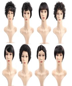 Ishow Straight Short Wig Brazilian Virgin Hair Kinky Curly Wave Human Hair Wigs 8inch None Lace Wig for Women All Ages Natural Bla3640179