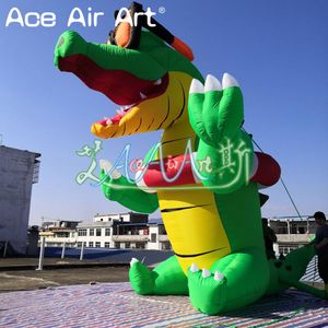 8mH (26ft) With blower Giant free standing model inflatable crocodile pop up cartoon baby for Turkey hotel party