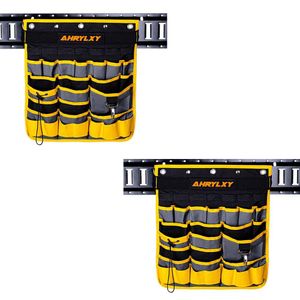 AHRYLXY 2 PACK, E Track Hanging Pocket Holder, E-Track Accessories for Encled Trailer, Garage Warehouse and Workshop, Wall Mount Multi Pockets Tool