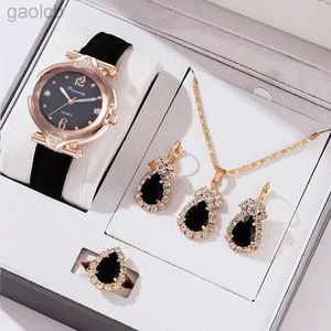 Wristwatches 5pcs مجموعة نساء أزياء الكوارتز ساعة الإناث على مدار الساعة القمر الاتصال العلامة التجارية الفاخرة تصميم النساء الساعات السيدات البسيطة 24319