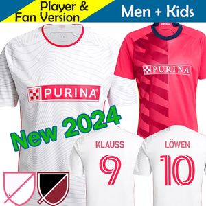 2023 2024 Stl City SC Maglie Calcio Kit per bambini Uomo 23/24 Maglie da calcio Primaria Home Rosso Trasferta Bianco Couence LOWEN KLAUSS JACKSON NILSSON Uniforme da uomo BLOM