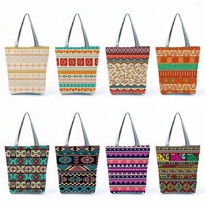 Totes bolsas para mulheres sacos de ombro estilo étnico colorido geométrico mandala padrão senhoras eco reutilizável portátil shopper tote 2024