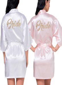 Donna039s Kimono da sposa in raso Sposa Abito dorato Indumenti da notte Abiti da damigella d'onore Pigiama Accappatoio Camicia da notte Spa Abiti da sposa Spogliatoio 5136529