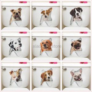 Toilet Stickers Cute cat dog broke the hole of toilet sticker for interior decoration Diy 3d Ainimal art for wall Cartoon Puppy pcv wall stickers 240319