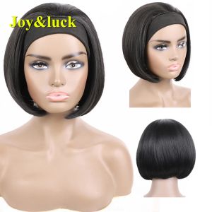 Perücken synthetische Stirnband -Perücke kurzer Bob gerade schwarzes Haar Hochtemperatur gute Qualität Täglich afrikanische Frauen Perücken
