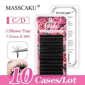 Eyelashes 10 pcs/lot MASSCAKU Easy Fanning Blooming Individual Lashes Russian Volume Auto Fan Eyelashes Natural Cilia Silk Lashes