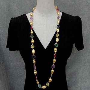 YYGEM Natürlicher 14 mm Fluorit-Zitronenquarz-Amethyst-Jade, 13 x 18 mm, gebürstete Perlen, lange Halskette, modische Halsketten 40 240305