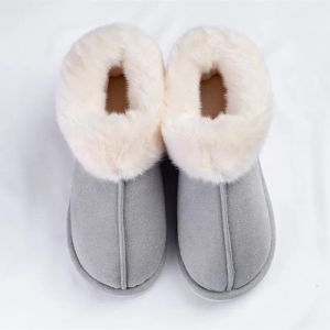 Slippers 2023 Faux Suede Fluffy Furry Slippers Women Home Cotton Shoes Flat Sole Winter Warm Plush Slipper Fur Men Indoor House Slippers