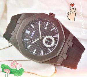 Mens Day Date Quartz Watches 42mm gummi rostfritt stål remmar toppkvalitet armbandsur safir super fabrik tid klocka montre de luxe gåvor