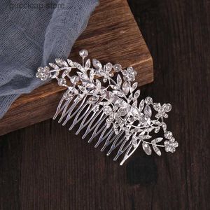 Tiaras mecresh color prata cor strass rmocoleiro pente de cabelo de folhas de folhas para meninas ornamentos de cabelo de cristal acessórios de cabelo de jóias y240325