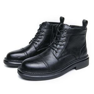 Heiße HBP-Designer, die nicht zur Marke gehören, edel verkaufende, hochknöchellange Schnürschuhe, langlebige, günstige schwarze Lederstiefel