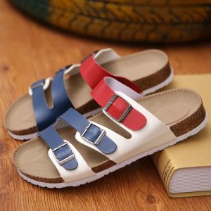 Sandals Patchwork Babouche Cork Slippers Women Cork Sandals 3 Belt Strap Beach Flip Flops Summer Shoes Ladies Slides Home Size 12