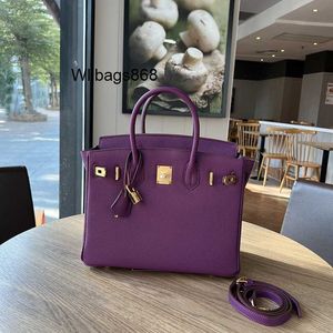 Genuine Leather Handbag BK L Sea Anemone Purple Litchi Bag Leather Handbag Large Capacity Top Layer Cowhide Commuter Womens Bag Single Shoulder Messenger Bag