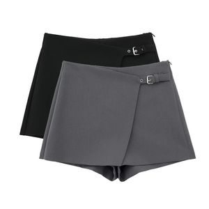 Traf saia assimétrica shorts para mulheres workwear saia calças mulher outono casual shorts feminino rua cinza shorts feminino 240319