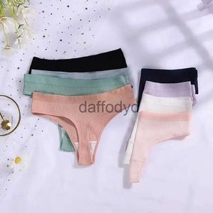 Women's Panties Cotton G-string Panties Womens Sexy Seamless Ribbed T-shaped Underpants Ladies Thong Solid Color Low Waist Bikini Briefs M-XXL 240319