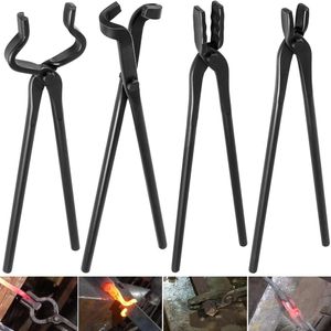 4st som gör set V-bit Wolf Jaw Flat Blade Tongs Blacksmith Bladesmith Kniv Tong Anvil Wise Forge