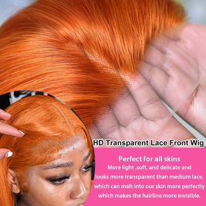 250%30 40 Inch Ginger Orange Bone Straight 13x6 Lace Front Human Hair Wigs Blonde 13x4 HD Transparent Lace Frontal Wigs