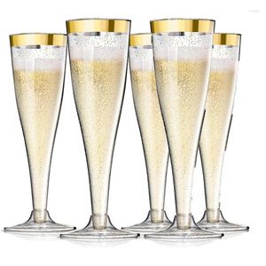 Disposable Cups Straws 5Pcs/set Plastic Clear Champagne Cocktail Glasses Wine For Wedding Birthday Party Drinkware Supplies