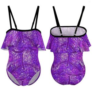 Mulheres Swimwear Crianças Bonito Biquíni Personalizado Polinésio Vintage Padrão Design Ruffled Princess Dress Beach Party