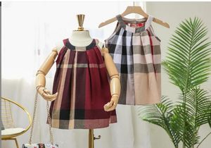 Girls039 Summer Checkered Dress Foreign Trade Vest Skirt Suspender Girls039 Middle and Small Children039s Cotton Kirt2789517