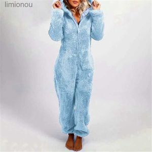 Women's Sleepwear Women Jumpsuit One-Piece Pajamas For Women Onesies Hooded Winter Autumn Sleepwear Coral Fleece Warm Cute Long Homewear S-5XLC24319