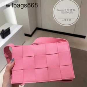 Cassette Top Bag Bottegvenetas Handbag with 15 Mesh Ribbon Pink Strap Single Shoulder Diagonal Cross Leather