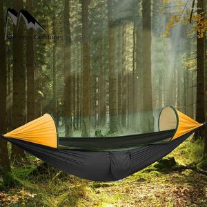 Camp Furniture Outdoor Garden Hammock Automatisk snabb vikning Myggnät Double Lightweight Camping Hanging Nylon Swing Chair