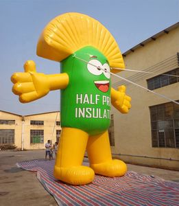 High quality giant inflatable 6mH (20ft) With blower smile yellow green cartoon character model Open the hand for advertising promotion